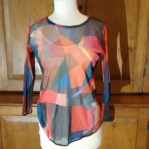 Sara Campbell Geometric Sheer Top